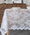 Warm Home Designs 60 x 104 Lace Tablecloth. White Rectangle Tablecloth with English Rose Design. Dining Table Cover for 8-10 Guests. (LTC White 104)
