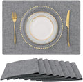 homing Cotton Linen Placemats Set of 8, Cloth Washable Farmhouse Dining Table Mats for Indoors & Outdoors, Easy to Clean, Dark Grey, 13 x 19 Inch