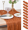 Joanlody Terracotta Cheesecloth Table Runner Spring Easter 10Ft Rustic Gauze Boho Cheese Cloth Table Runner for Wedding Bridal Baby Shower Decoration 10 Pack