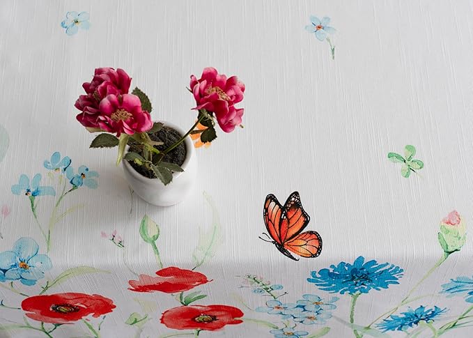 Maison d' Hermine Table Cloth Rectangle Table 100% Cotton 70 x 140 Inches Tablecloth Reusable Decorative for Dining Room Farmhouse Home Valentines Day Decorations Spring Summer - Summer Whisper
