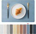 Jovono Faux Leather Placemats Set of 4, Waterproof Washable Table Mats, Easy-Clean Heat Resistant Kitchen Vinyl Place Mat for Dining Table, Restaurant, Indoor, 17.8"x11.8", Light Blue