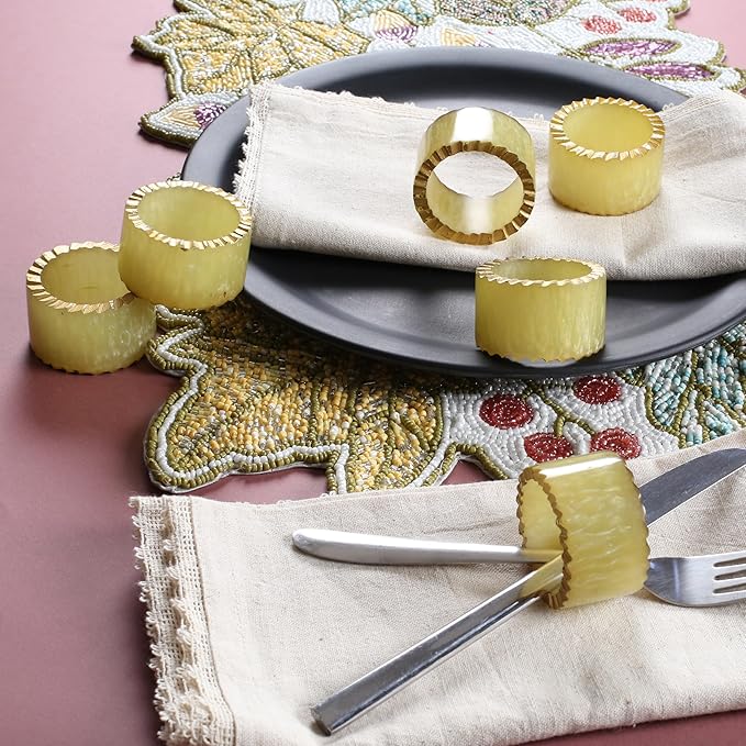 CLEENTABLE Epoxy Resin Napkin Rings Set of 12 - Handmade Dining Napkin Holder Classic, Everyday, Thanksgiving, Holiday, Christmas, Festive, Party, Gift, Farmhouse Décor (Green)