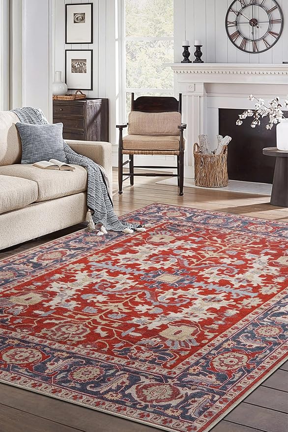 Keen Home Design 3x5 Rug - Machine Washable Entry Rug with Non-Slip Backing, Ideal for Enteryway, Kitchen, Bathroom, Laundry Room - Vintage, Easy Clean, Durable, Low Pile Rug - (3' x 5')