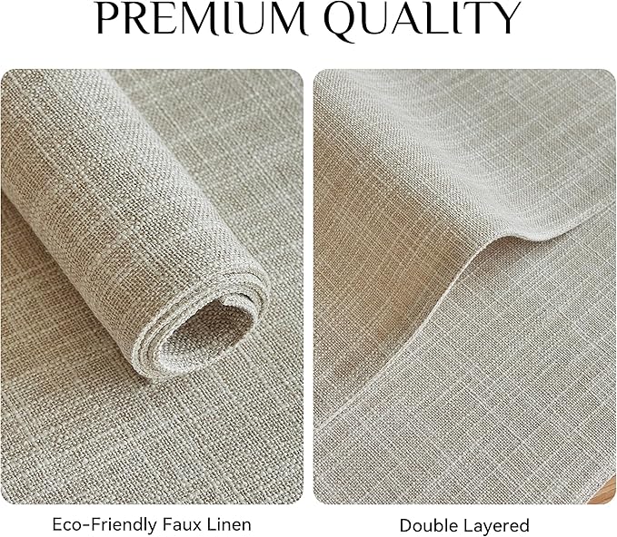 Softalker Faux Linen Placemats Set of 4-12 x 18 Inch, Heat Resistant Double Layered Durable Burlap Farmhouse Place Mats, Non-Slip Washable Rustic Table Mats for Dining, Kitchen, Party（Cream