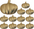 CLEENTABLE Napkin Rings Set of 12, Metal Napkin Holder Cuffs for Dinner Table Décor, Thanksgiving Pumpkin Farmhouse Modern Serviette Rings for Christmas, Weddings, Receptions, (Antique Gold)