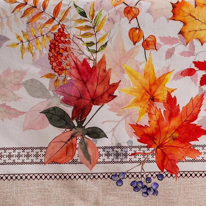 Maison d' Hermine Table Cloth Rectangle Table 100% Cotton 70 x 108 Inches Fall Tablecloth Reusable Everyday Use for Thanksgiving Christmas Decorations Dining Farmhouse Party (Amarante)
