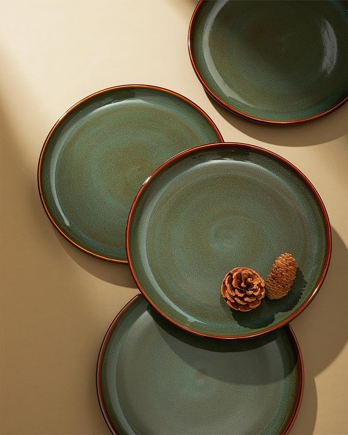 Plates and Bowls Sets for 8, 24 Piece Dinnerware Set for Large Families & Entertaining, Elegant Design, Dishwasher & Microwave Safe, Chip Resistant and Durable, Sage Green