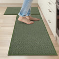 COSY HOMEER Kitchen Rugs and Mats 2PCS Non Slip Kitchen Mats for Floor Washable Stain Resistant Kitchen Runner Rug Sets Absorbent Kitchen Floor Mat 20"x32"+20"x48",Green