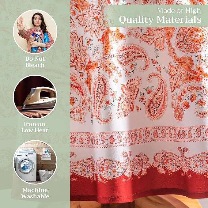 Maison d' Hermine Table Cloth Round Table 100% Cotton 63 Inches Fall Tablecloth Reusable Everyday Use for Thanksgiving Christmas Decorations Dining Farmhouse Party (Orient)