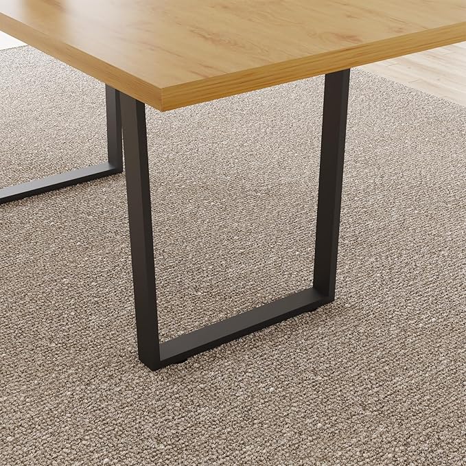 ZckyCine Modern Rectangular Dining Table for 4-6, Adjustable Wood Table with Metal Legs, Kitchen or Dining Room Table