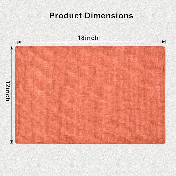 SLKQG Orange Linen Placemats Set of 8 - Heat Resistant & Machine Washable Table Mats for Holiday Dining, Double-Layered Fabric for Family Gatherings - Indoor Outdoor Use (8, Orange)