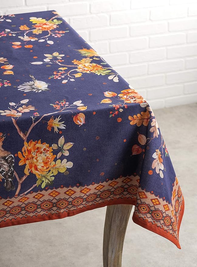 Maison d' Hermine Table Cloth Square Table 100% Cotton 60 x 60 Inches Fall Tablecloth Reusable Everyday Use for Thanksgiving Christmas Decorations Dining Farmhouse Party (Kelim - Infinity)