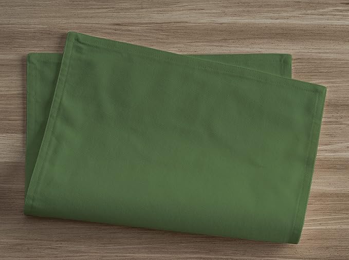 Calicot Placemats Set of 6 100% Cotton Washable Cloth Place Mats, Reusable Table Mats for Spring/Summer & Thanksgiving Christmas Decorations Kitchen Dining Party Wedding (Juniper Green, 13" x 19")