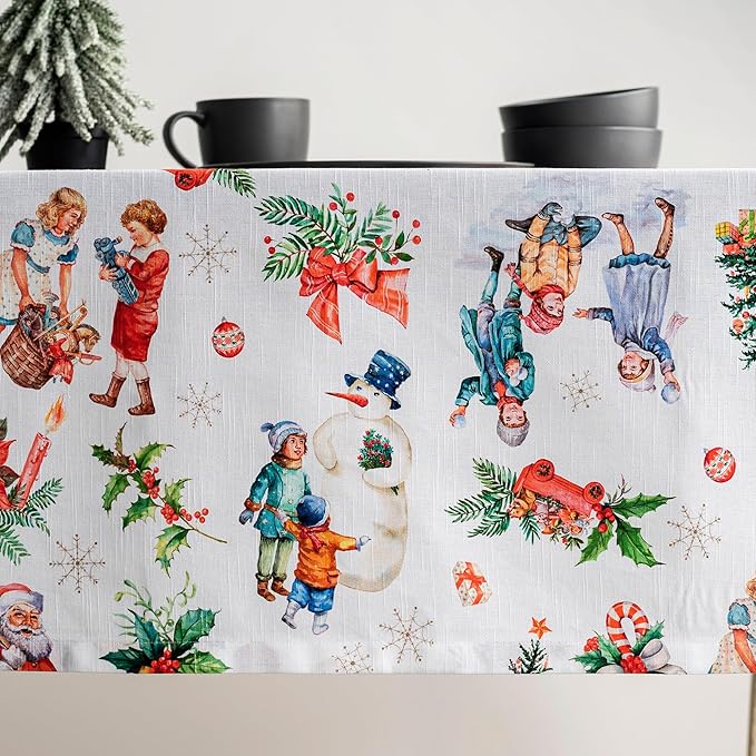 Maison d' Hermine Table Cloth Rectangle Table 100% Cotton 60 x 90 Inches Fall Tablecloth Reusable Everyday Use for Thanksgiving Christmas Decorations Dining Farmhouse Party (Chromo)
