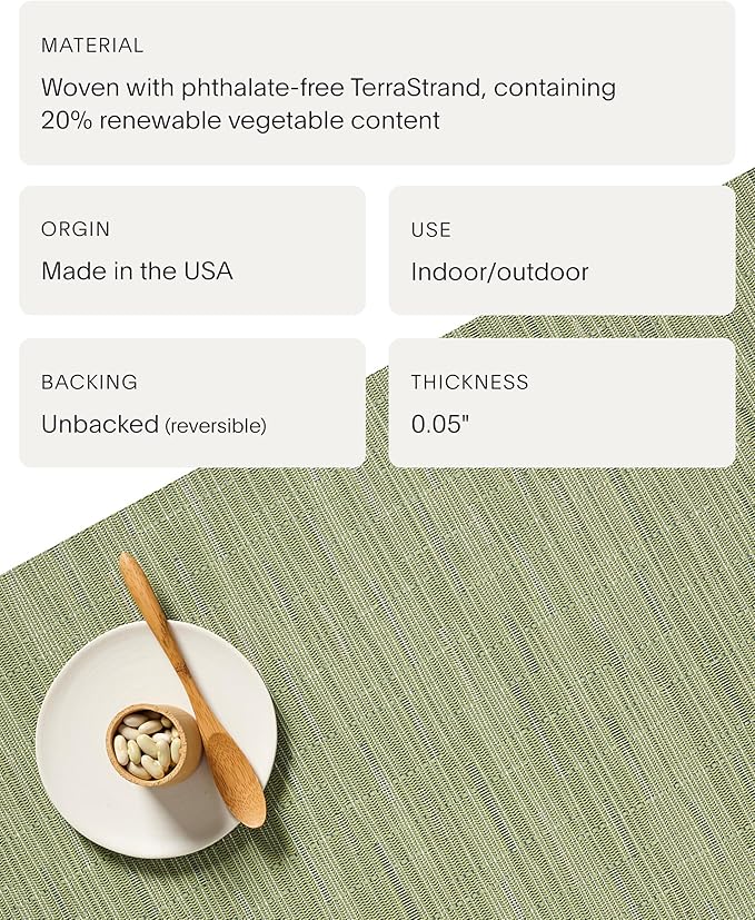 Chilewich Bamboo Placemats Set of 4 - Woven Rectangle Placemats - Reusable, Stain-Resistant, Indoor/Outdoor Tabletop Protection - 19" x 14" - Spring Green
