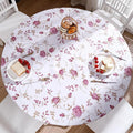 Walrus Round Vinyl Fitted Tablecloth with Flannel Backing Elastic Edge Design Table Cover Waterproof Oil-Proof PVC Table Cloth Stain-Resistant Best for 32"-36" Round