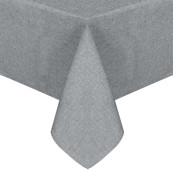 JIUZHEN Rectangle Table Cloth Faux Linen Farmhouse Tablecloth Wrinkle and Stain Resistant Decorative Fabric Table Cover for Kitchen, Dining Room, Parties and Camping, Grey, 60 x 84 Inch