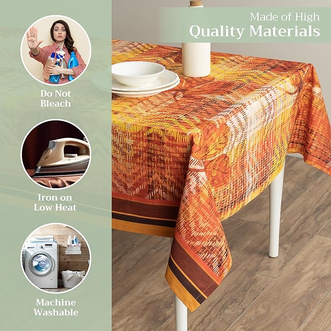Maison d' Hermine Table Cloth Rectangle Table 100% Cotton 60 x 120 Inches Fall Tablecloth Reusable Everyday Use for Thanksgiving Christmas Decorations Dining Farmhouse Party (Thanksgiving Tartan)