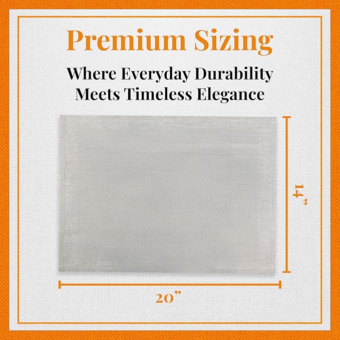 Premium European Cloth Table Linen Placemats - 56% Cotton 44% Linen Fabric, Jacquard Woven Design - For All Occasions or Daily Use - Machine Washable - Carlo Lamperti Italy - White, 20"x14" (Set of 4)