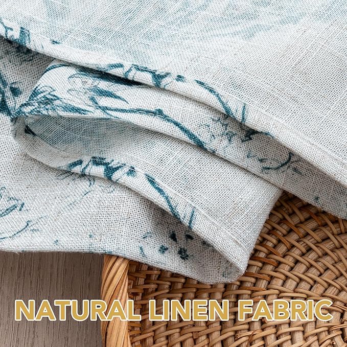 H.VERSAILTEX Linen Table Cloths Floral Printed Tablecloth Spill-Proof Waterproof Table Cover for Dining Buffet Feature Soft and Thick Fabric Wrinkle Free, 60 x 84 Inch, Vintage Botanical - Blue