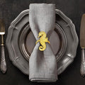 Decozen Set of 4 Gold Napkin Rings in Sea Horse Design, Festive, Table Decor Setting for Holiday, Wedding, Birthday, Kitchen, Home Decor, Housewarming Gift - Mothers Day Decorations