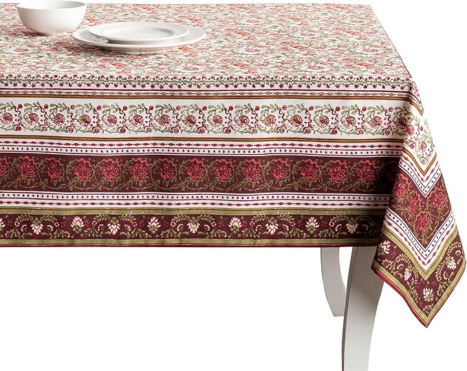Maison d' Hermine Table Cloth Rectangle Table 100% Cotton 60 x 120 Inches Fall Tablecloth Reusable Everyday Use for Thanksgiving Christmas Decorations Dining Farmhouse Party (Reveillon Au Jardin)