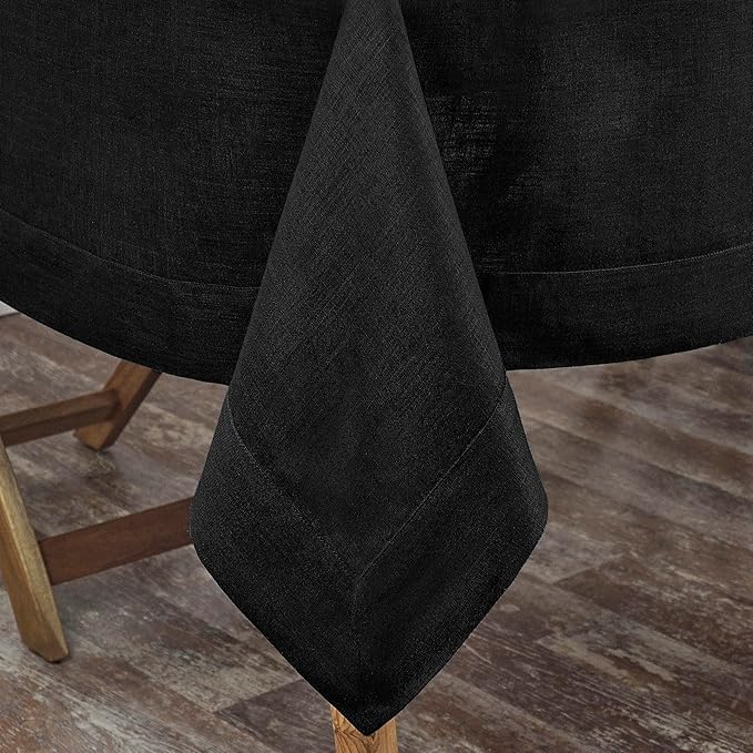D'Moksha Homes Black Linen Tablecloth 54 x 72 Inch - 100% Pure Linen Tablecloth for Rectangle Tables - Machine Washable Table Cloth for Spring, Easter