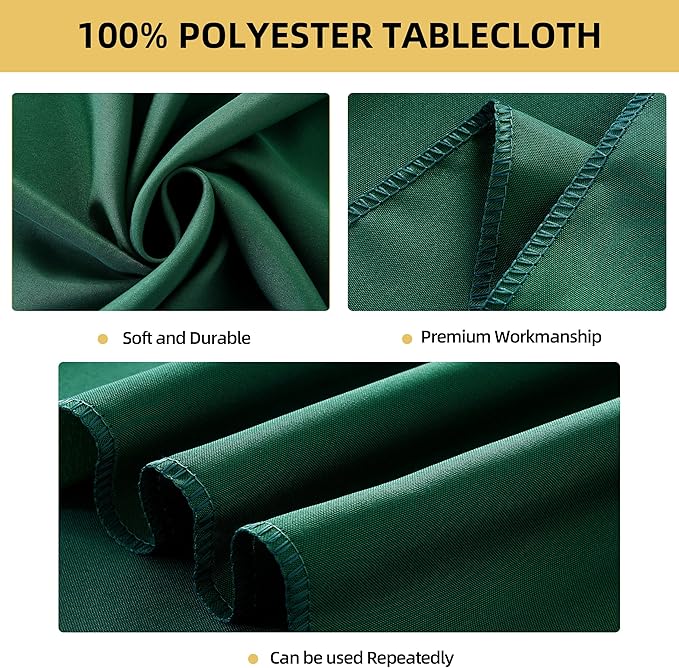 2-Pack 60x144 inch Blackish Green Table Cloths, Solid Stain and Wrinkle Resistant Oblong Tablecloth, Premium Plain Weave Polyester Fabric Rectangle Table Linen Covers for Hotel, Banquet