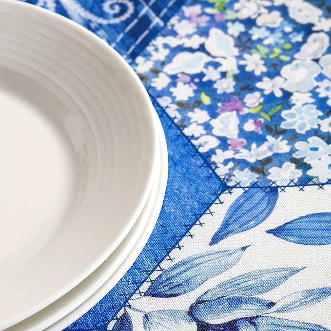 Maison d' Hermine Table Cloth Rectangle Table 100% Cotton 60 x 108 Inches Tablecloth Reusable Decorative for Dining Room Farmhouse Home Valentines Day Decorations Spring Summer - Summer Blues
