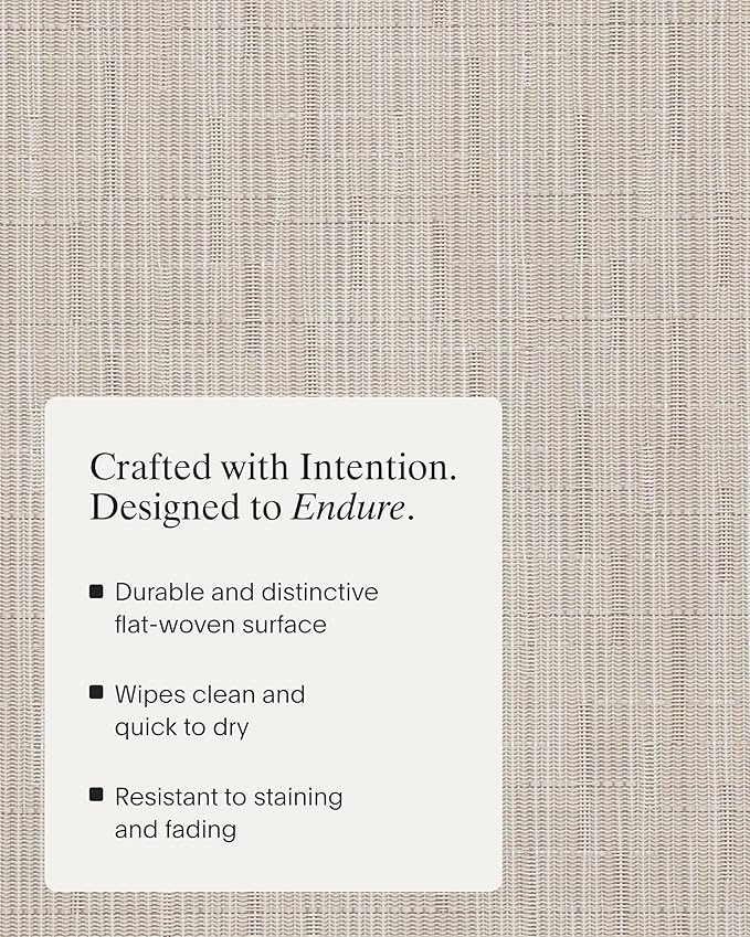 Chilewich Bamboo Placemats Set of 4 - Round Woven Placemats - Reusable, Stain-Resistant, Indoor/Outdoor Tabletop Protection - 15" - Chino