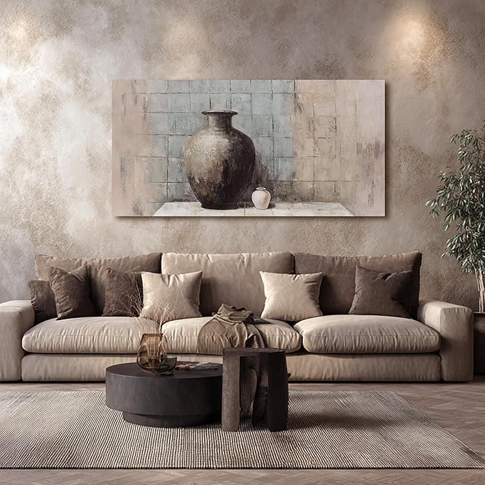 Paintings Home Decor Vintage Wall Decor Wall Decorations Rustic Farmhouse Wall Art Vase Painting Framed Art Abstract Canvas Wall Art for Living Room Bedroom Dining Room Home Office Decor 24"X48"