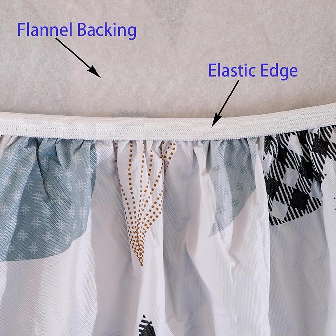 Walrus Round Vinyl Fitted Tablecloth with Flannel Backing Elastic Edge Design Table Cover Waterproof Oil-Proof PVC Table Cloth Stain-Resistant Best for 45"-56" Round
