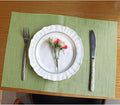 Placemats Set of 4,Heat Resistant Non-Slip Table Mats,Place mats for Dining Table,Washable Durable PVC Vinyl Woven Placemat（Pea Grean）