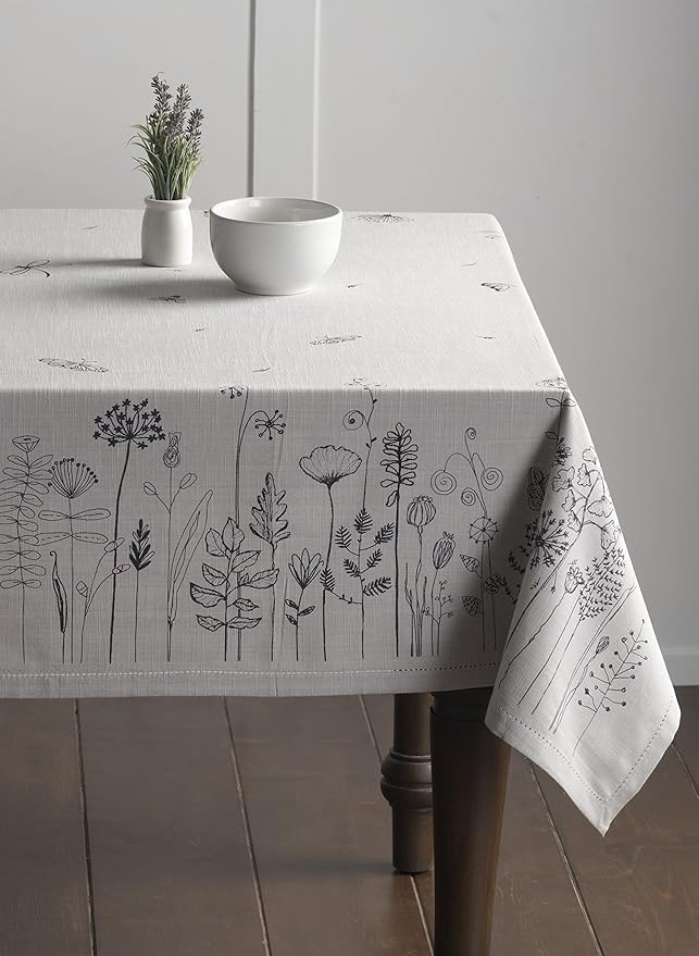 Maison d' Hermine Table Cloth Rectangle Table 100% Cotton 60 x 90 Inches Tablecloth Reusable Decorative for Dining Room Farmhouse Home Valentines Day Decorations Spring Summer - Flore