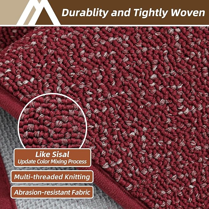 COSY HOMEER Kitchen Rugs Non Slip Washable 24"x36"+24"x60" Absorbent Kitchen Mats for Floor Stain Resistant Kitchen Runner Rug Sets of 2 Kitchen Floor Mats for Sink,Red