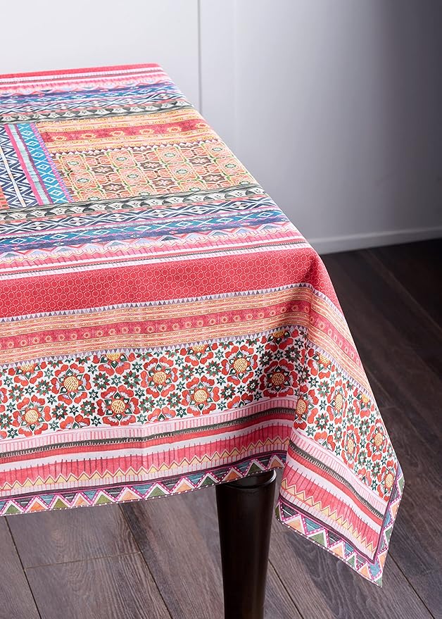 Maison d' Hermine Table Cloth Square Table 100% Cotton 54 x 54 Inches Fall Tablecloth Reusable Everyday Use for Thanksgiving Christmas Decorations Dining Farmhouse Party (Ispahan)