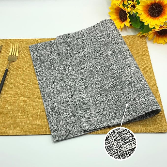 Rilassato Textile Placemats, Set of 4 Heat-Resistant Placemats for Kitchen Table, Washable Durable Linen Table Mats Woven Placemats (4, Light Grey)