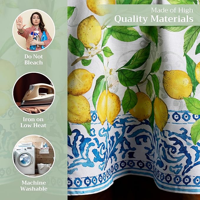 Maison d' Hermine Table Cloth Round Table 100% Cotton 69 Round Inches Tablecloth Reusable Decorative for Dining Room Farmhouse Home Valentines Day Decorations Spring Summer - Cedrat