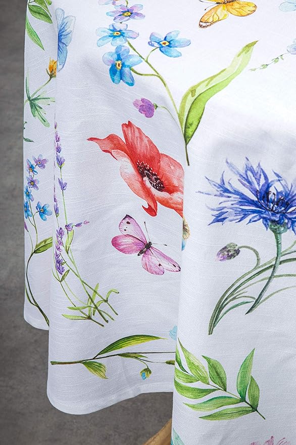 Maison d' Hermine Table Cloth Round Table 100% Cotton 69 Round Inches Tablecloth Reusable Decorative for Dining Room Farmhouse Home Valentines Day Decorations Spring Summer - Just Floral