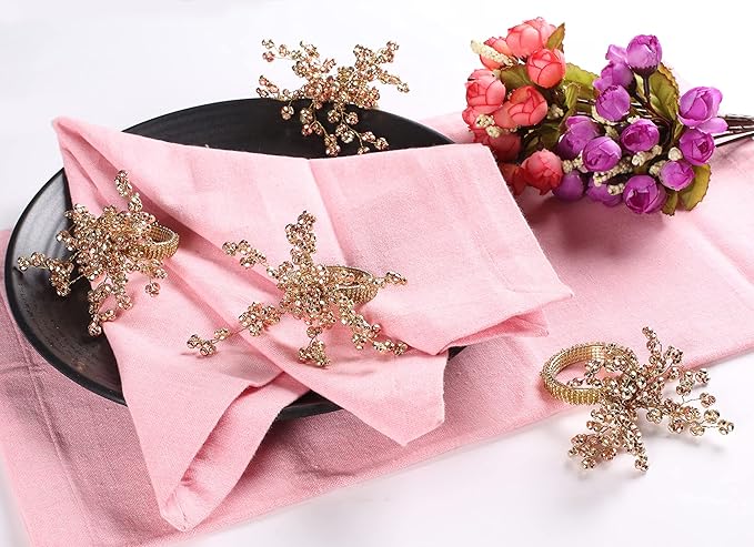 Copper Gold Beaded Napkin Ring Set of 12 - Elegant Beautiful Fancy Decorative Napkin Holder for Dining Table Décor, Easter, Farmhouse, Wedding, Party, Thanksgiving, Everyday Use
