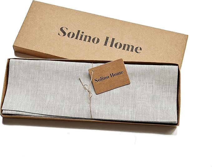 Solino Home Linen Placemats Set of 6 - Oyster Grey Placemats 14 x 19 Inch - 100% Pure Linen Table Mats for Spring, Easter - Athena