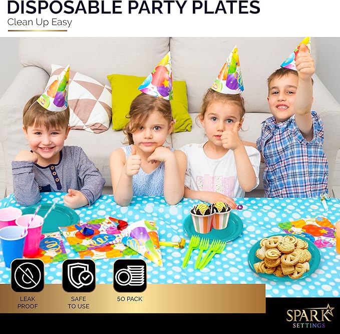 Disposable Paper Plates Blue, 7 Inch Paper Dessert Plates, Strong and Sturdy Disposable Plate for Party, Dinner, Holiday, Picnic, or Travel Party Plate, Pack of 50