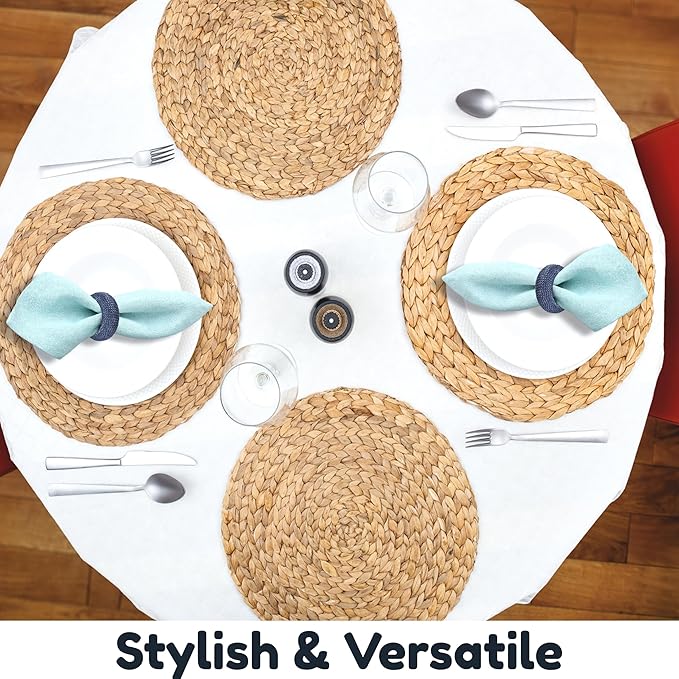 ALPHA Living HOME Woven Farmhouse Napkin Rings Set of 12 - Premium Decorative Napkin Rings Party Table Decor for Chic Tabletop & Dining, French Style, Gifting (Blue)