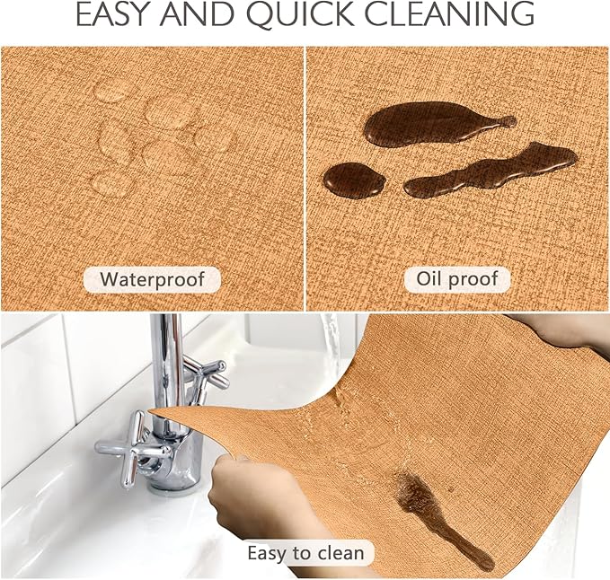 Faux Leather Placemats Set of 4 Washable PU Table mats for Kitchen Table - Heat Resistant, Waterproof, Easy Clean, Anti Slip 11.8" x 17" (Yellow-4 Pack)