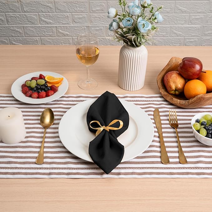Blue Needles Solid Cloth Napkins Set of 12 Black 100% Cotton Dinner Napkins 18x18 inches - Soft, Reusable, Absorbent & Washable Linen, Ideal for Wedding Events, Parties & Everyday Use