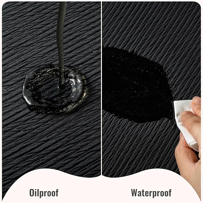 Jovono Faux Leather Placemats Set of 8, Waterproof Washable Table Mats, Easy-Clean Heat Resistant Kitchen Vinyl Place Mat for Dining Table, Restaurant, Indoor, 17.8"x11.8", Black
