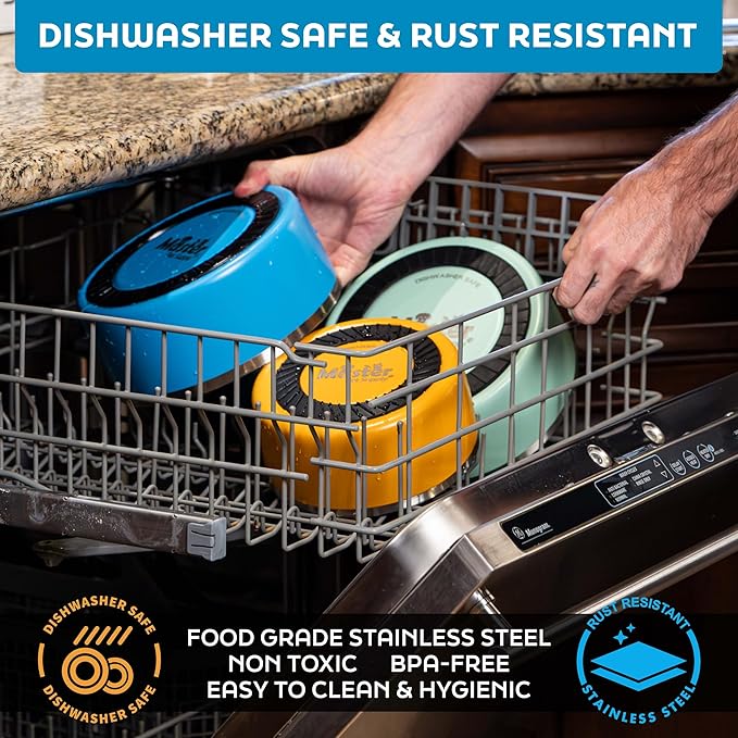 Master Pet Supply Stainless Steel Dog Bowls - 32 oz, Heavy Duty - Rose Quartz, Double Wall Extra-Thick Insulated, Non-Slip Pet Water Bowl for Dogs, Cats & Pets, Anti Rust Metal, Dish Washer Safe