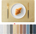 Jovono Faux Leather Placemats Set of 8, Waterproof Washable Table Mats, Easy-Clean Heat Resistant Kitchen Vinyl Place Mat for Dining Table, Wedding, Holidays, Indoor, 17.8"x11.8", Gold
