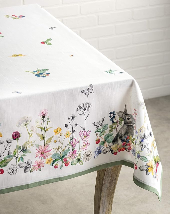 Maison d' Hermine Table Cloth Rectangle Table 100% Cotton 70 x 140 Inches Tablecloth Reusable Decorative for Dining Room Farmhouse Home Valentines Day Decorations Spring Summer - Printemps