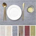 LEXMORE Placemats Set of 6 Vinyl/Plastic Woven Place Mats for Kitchen Table Indoor/Outdoor Washable Placemat Wipeable Dining Table Mats(Ombre Gray)